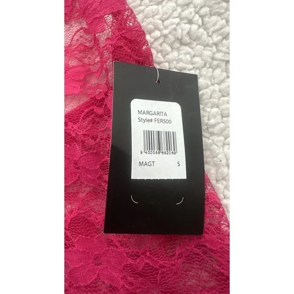 NEW Womens Pink Lace Lingerie Sheer Bodysuit Sleeveless Size Small Festival Sexy - Picture 6 of 12